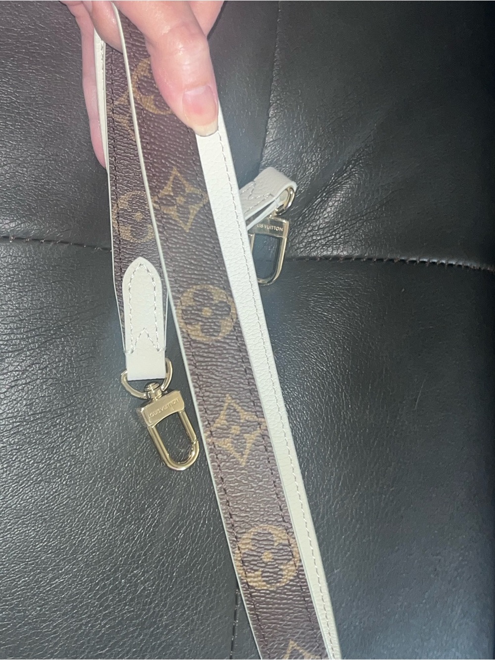 New. Louis Vuitton Brown Mono & Mint Green Strap - Gold Hardware
